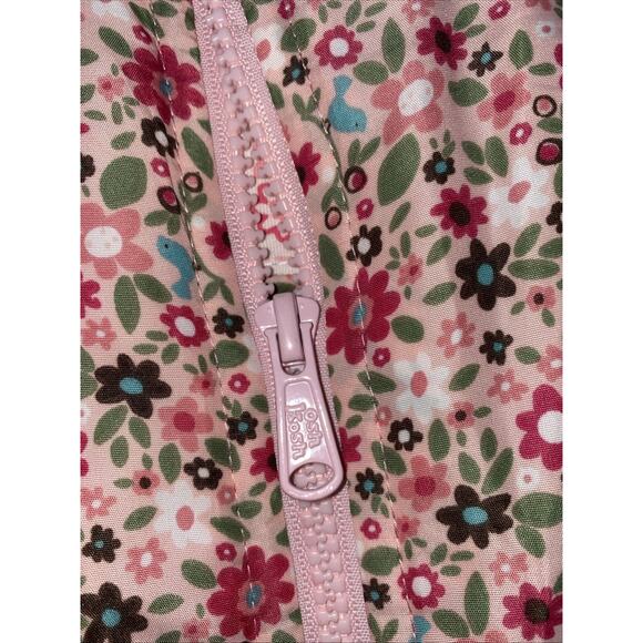 GIRLS OSHKOSH 12M PINK FLORAL SNOW PANTS BIB OVERALLS ZIP UP ADJ. STRAPS LINED - Picture 3 of 5